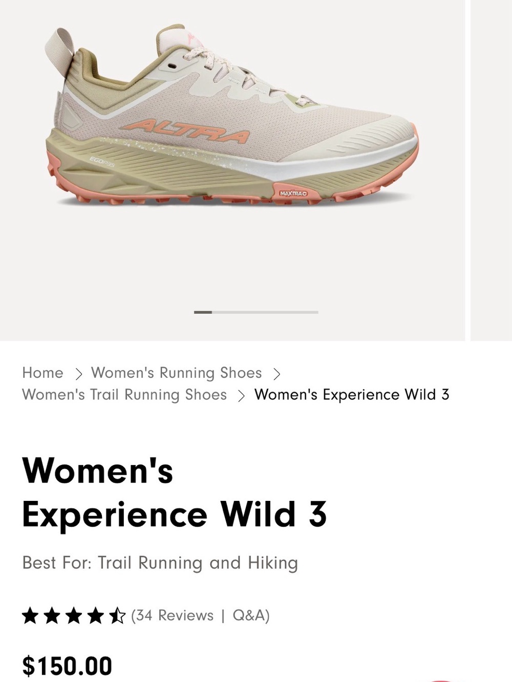 Altra Women's Experience Wild 3 Trail Shoe — Pale Pink & Olive